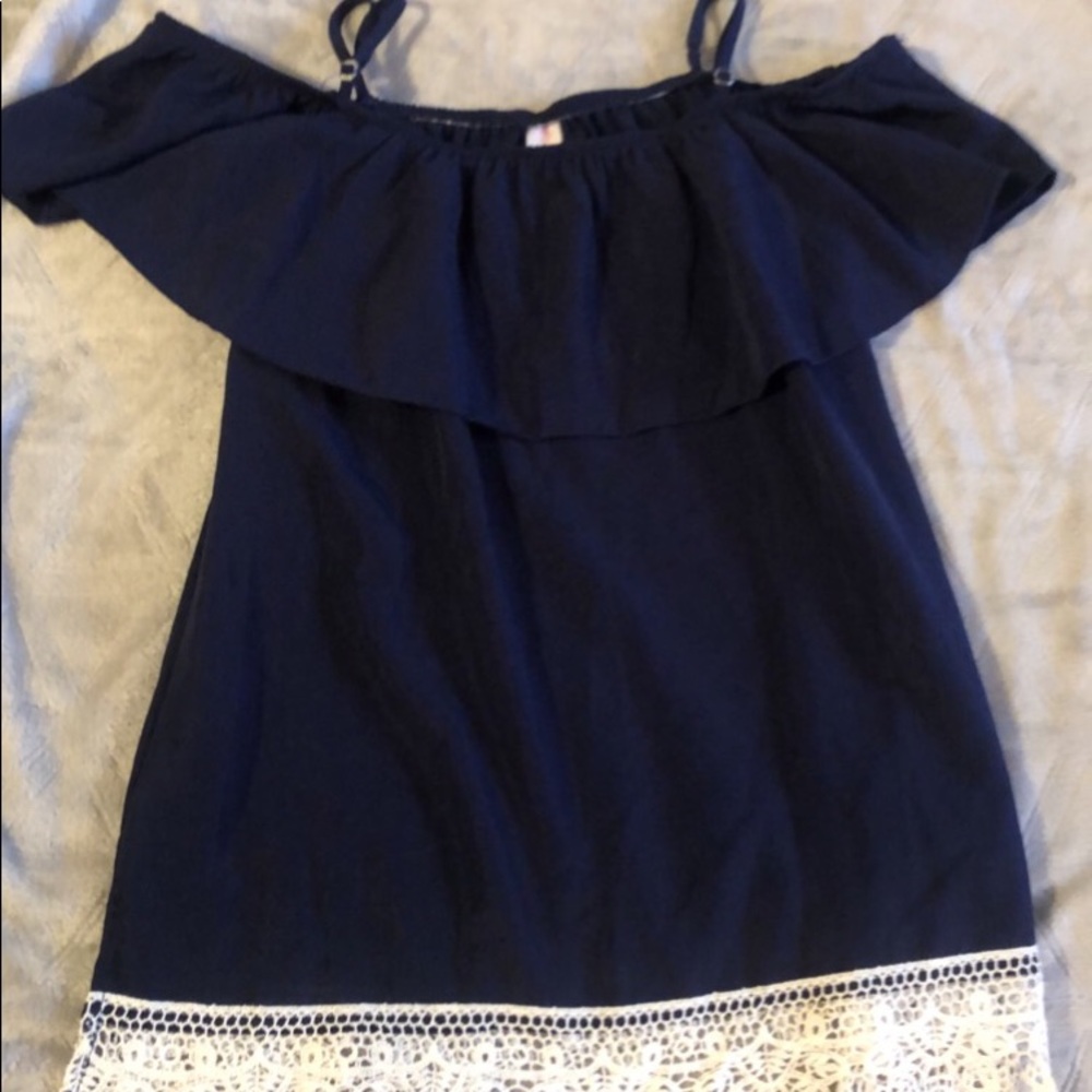 Navy Off Shoulder Top